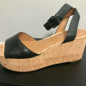 COACH Becka Cork Wedge Platform Sandals 8
